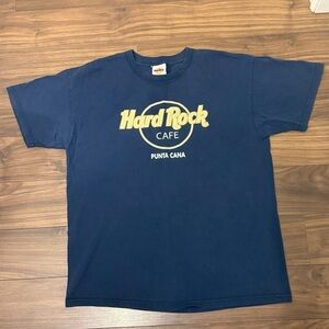 Hard Rock Cafe Punta Cana T-Shirt Black Large Textured Logo Vintage Y2K
